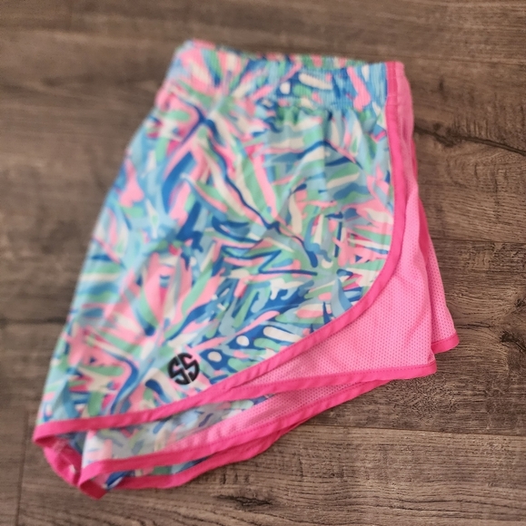Simply Southern Multicolor Athletic Shorts Elastic Waist Sz L Stretch Lined - Picture 2 of 4